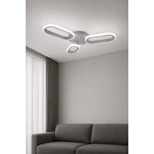 AvizeGO Hilton 3'lü Led Plafonyer Avize Beyaz Işık Gri