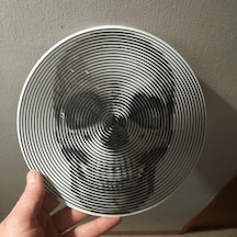 Siyah Ve Beyaz Kurukafa  İllüzyon Spiral Plak Dekor - Gotik Sanat Eseri, Korku Ve Alternatif Kültür Duvar Ve Masaüstü Süsü, Modern Ev Dekorasyonu Ve Hediye