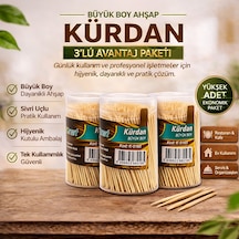 Kürdan Büyük Boy Ahşap Kürdan Hijyenik Paket Tek Kullanımlık Dayanıklı Kürdan Seti 3 Adet