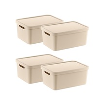 Smartware 4'lü Set Stafi Çok Amaçlı Kapaklı Kutu Latte 4,5 Lt - Latte, Çok Amaçlı Kapaklı Kutu, Ev-ofis-depo İ Çok Renkli