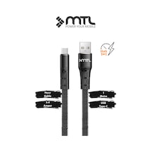 3.4a Usb To Type-c Hızlı Şarj Ve Data Kablosu Hasır Flat 1 Metre Siyah Mt2322