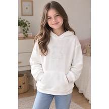 Pançiko Kız Çocuk Kapişonlu Sweat Ekru