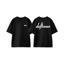 Thewert Deftones 17 Tasarım Sırt Baskılı Pamuk Siyah Oversize T-shirt