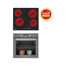 Simfer 4 Fonkisyon Trend Dijital Gri Power Turbo Elektrikli 2'li Ankastre Set (Fırın + Elektrikli Ocak)