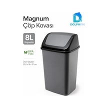Magnum 8 Litre Sallanır Kapaklı Çöp Kovası Mutfak Banyo Ofis Antrasit