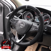 Opel Zafira Life Dikme Direksiyon Kılıfı Alcantara Süet Mat Karbon Gri Yüzük Ve Dikiş 2019-2024 Siyah