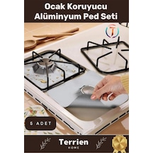 Home Serisi Gaz Ocak Uyumlu Koruyucu Alüminyum Ped Seti 5 Adet Pratik Kolay Temizlenebilir Dayanıklı