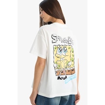 Defacto Spongebob Oversıze Baskılı Kısa Kollu Tişört G0847ax26spwt32 Beyaz-wt32