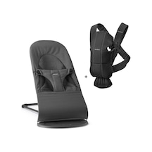 BabyBjörn 2'li Set Balance Soft Woven Jersey Üçlü Kumaş Ana Kucağı Dark Grey & Kanguru Mini Woven Black