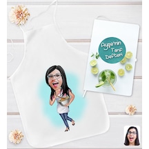 Bk Gift Kişiye Özel Karikatürlü Aşçı Anne Tasarımlı Mutfak Önlüğü Ve Yemek Tarif Defteri Hediye Seti-1, Anneye Hediye, Anneler Günü Hediyeleri