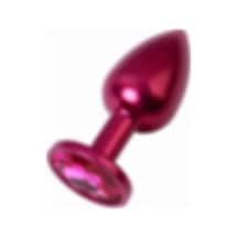 Red Fox Metal Pembe Taşlı Kırmızı Anal Plug Küçük Boy