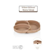 Silikon Bölmeli Mama Tabağı - Moka Mocca