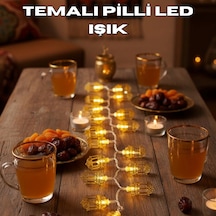 Pilli Altın Fener Led Ramazan Işıkları Dekoratif Aydınlatma