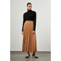 Krep Örme Piliseli Vizon Etek Ekru Krep Örme Piliseli Vizon Etek Ekru