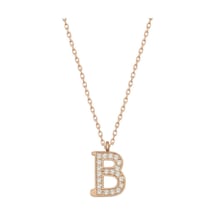 925 Ayar Gümüş Rose B Harfi Kadın Gümüş Kolye
