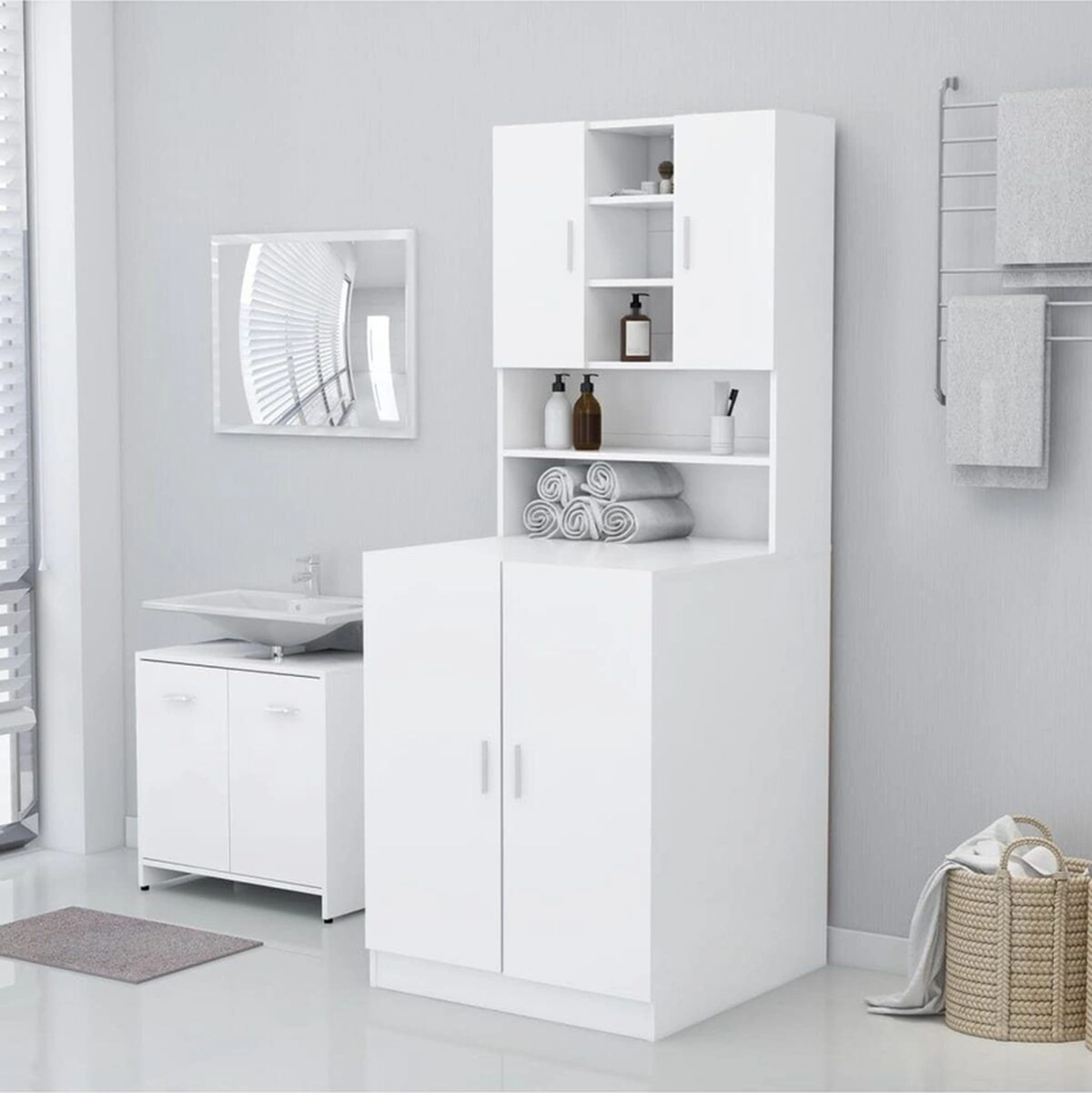 Rengin Banyo Dolabı-çok Amaçlı-çamaşır Makinesi Dolabı Beyaz