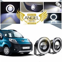 Peugeot Bipper Uyumlu, Universal Mercekli Led Sis Farı, 76mm Beyaz Renk