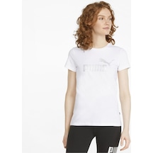 Puma Ess+ Metallic Logo Tee Kadın Tişört 848303 02Beyaz
