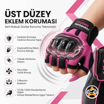 Akgüneş Motogaraj Pembe Motosiklet Eldiveni Yazlık Hava Alan Korumalı Dokunmatik Uyumlu Kadın Motosiklet Eldiveni