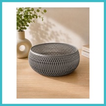 Bezos 3d Baskı Dekoratif Meyve Sepeti - Modern File Desenli Masaüstü Sunum Kasesi-gri Dfnbez