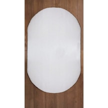 Sarar Halı Kaymaz Taban Post Peluş Oval Halı Beyaz