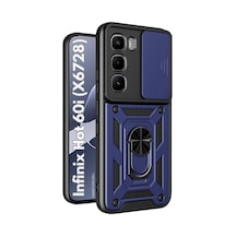Infinix Hot 60i Uyumlu Tank Kılıf - Yüzüklü Standlı Extra Koruma Zırhlı Outdoor Kapak-lacivert Lacivert