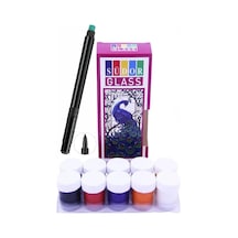 10 Renk 15 Ml Ve Siyah Kontur Kalemi 1 Paket Cam Vitray Boyama Seti Cam Boyama Seti Tek Renk
