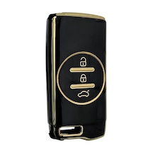 Autohan Keys Lüx Chery Tiggo 7 Pro İçin Akıllı Anahtar Kılıfı, Premium Siyah-gold, 3 Butonlu, Nano Kaplama