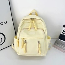 Tianchishop Yeni Düz Renkli Kadın Su Geçirmez Naylon Sırt Çantası Genç Kız Omuz Seyahat Çantası Okulu Sırt Çantası Için Basit Okul Çantası: Sarı Renkli