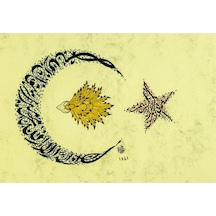 Hüsn-i Hat 21x30 Cm Çerçevesiz Ay Yıldız Formunda Besmele, Nazar