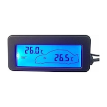 Dianziye 12v Araç İç/dis Dijital Termometre - Lcd Ekranlı Mavi Işık, Sıcaklık Ölçümü, Sigara Çakmaklı Usb, Mini Siyah Tasarım