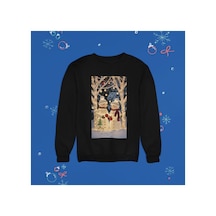 Stil X Yeni Yıl Baskılı Unısex Çocuk Sweatshırt, Chrıstmas Temalı Siyah-4