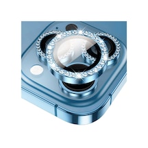 Binano Apple Uyumlu iPhone 15 Pro/15 Pro Max Taşlı Deniz Mavisi Kamera Koruyucu