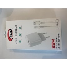 Elba Elb-43 25w 2li Usb Başlık Type-c Kablolu Set Hızlı Şarj Akım Koruma
