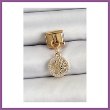 Bezos 316l Çelik Sallantılı Zirkon Taşlı Hayat Ağacı Model Gold Renk Nomination Charm Rengaren