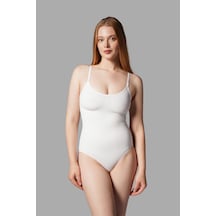 İncelten 2 Beden Toparlayan Alt Tarafı Çıtçıtlı Zıbın Korse Seamless 9051 Beyaz