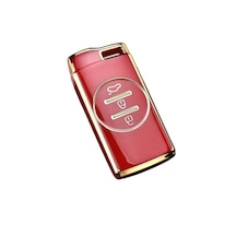 Autohan Keys Lüx Chery Tiggo 7 Pro 3 Buton Smart Nano Anahtar Kılıfı Kırmızı Gold Altın Renk