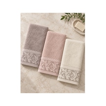 Sarmaşık Desenli Havlu 50x90 Cm 3 Lü Set %100 Pamuk - Soft Rosette Çok Renkli
