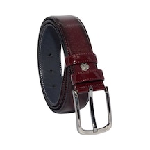 3.5 Cm Tokalı Rugan Suni Deri Desenli Model Klasik Erkek Kemer Bordo Bordo