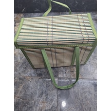 36x25x17 Cm Katlanabilir Taşınabilir Hasır Piknik Seyahat Çantası Piknik Sepeti Karışık Renk