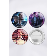 Detroit Become Human Video Oyun Çanta Süsü İğneli Buton Rozet Seti 3 Adet Üçlü