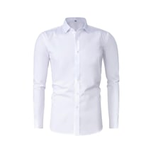 Erkek Slim Fitt Uzun Kol Likralı Gömlek 2392 Bgl-st04380 Beyaz