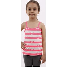 Toontoy Kids Kız Çocuk Kedi Baskılı Atlet Ekru