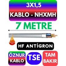 Öznur 3x1,5 Nhxmh Alev İletmez Kablo Metre Seçenekli Gri - 7 Metre