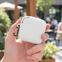 Caseonn Kılıf Askı Aparatlı Mat Silikon Beyaz Beyaz Cmf Buds 2 İle Uyumlu