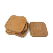 Bambu Kare Çay Tabağı Bardak Altlığı 6&apos Lı Set Dekoratif Ve Doğal Bambu Altlık Şık Ve Dayanıklı Tasarım 10cm X 10cm 1