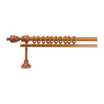 Meşe Efil Demonte Başlıklı Ahşap Rustik Perde Askısı - Tek Raylı - 125 Cm