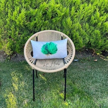 Yeşil Çiçek Desenli Çift Taraflı Dekoratif Kırlent Kılıfı - Çok Renkli