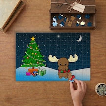 Noel Ağacı - Sevimli Geyik Tasarımı 240 Parça Ahşap Puzzle Ahşap Kutuda Mpy20085