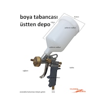 Boya Tabancası Üstten Depolu Metal Prinç Uçlu Oto Boya Tabancası